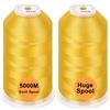 New brothread Set di 2 Poliestere Filo di Ricamo Macchina Grande Bobina 5000M per Tutte Le Macchine da Ricamo - Yellow