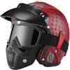EHKINY Casco Moto Jet Omologato ECE DOT, Casco Retro Vintage in Pelle con Occhiali Integrati, Fibbia a Rilascio Rapido, Casco Unisex for Uomo Donna, for Scooter Moped(O,S=(55~56cm))