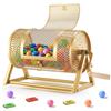 VEVOR Tamburo per Biglietti della Lotteria 295 x 167 mm, Gabbia Girevole per Lotteria con Maniglia Rinforzata e Supporto, Capacità 2500 Biglietti o 100 Palline, Colore Dorato, per Giochi di Fortuna