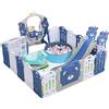 Aveainelle Box Bambini Pieghevole, Recinto per Bambini e Neonato con Materassino, Centro Attività Cortile Giochi per Interni ed Esterni, con Scivolo, Altalena, Cavallo a Dondolo e Piscina di Palline