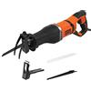 BLACK+DECKER SEGA A GATTUCCIO A FILO 750W Velocità variabile 0-2800 corse/min; Lunghezza corsa lama 20mm. In dotazione: 2 lame (1x legno, 1x metallo) BES301-QS