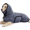 PETTOM Accappatoio per Cani con Colletto Alto Microfibra, Accappatoio Cane Super Assorbente e ad Asciugatura Rapida, per Cani Taglia Grande Media (Grigio, L)