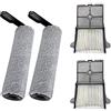 Daaxing 4 filtri a spazzola a rullo per Tineco Floor S7/S7 PRO Smart Cordless Floor Cleaner accessori di ricambio, 2 spazzole a rullo, 2 filtri