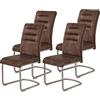 Hela Tische Paula Set di 4 sedie cantilever, con rivestimento in stile vintage di colore grigio fango, struttura tubolare circolare in acciaio inox, impugnatura ad arco, portata da 140 kg