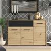 Dmora Credenza Funachi 119x33x81h cm Marrone Rovere Nodi 2 Ripiani un Cassetto, Madia 3 Ante