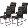 Hela Tische Paula Set di 4 sedie cantilever, con rivestimento in stile vintage di colore grigio antracite, struttura tubolare circolare in acciaio inox, impugnatura ad arco, portata da 140 kg