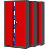 Jan Nowak Set di 3 Armadio da Ufficio C001 Archivio per Officina in Metallo Verniciato a polvere Chiudibile 185 cm x 90 cm x 40 cm (Antracite-Rosso)