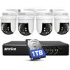 ANNKE 3K Kit Telecamere Videosorveglianza Cablate per Esterni, 4X 3K PTZ Telecamere con Audio, 5MP Lite DVR 8 Canali con Rilevamento IA di Persone/Veicoli e Hard Disk 1TB, Visione Notturna IR 100ft