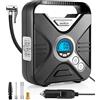 WindGallop Compressore Aria Portatile Auto Kit Gonfiaggio Pneumatici Auto Gonfia Gomme Compressore Portatile 12 Volt Pompa Aria Con Manometro Per Pneumatici Luce a LED e Adattatori Valvole (Argento)