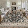 PureCozy Nero Tappeto Salotto 300x400cm Camera da Letto Lavabile in Lavatrice Grandi Tappeti Sala Soggiorno Ufficio Moderno Floreale Carpet Pelo Corto Antiscivolo Rug