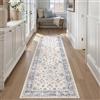 PureCozy Tappeto Corridoio Blu Tappeti 60x240cm Cucina Antiscivolo Lavabile in Lavatrice Moderno Floreale Tapette Camera da Letto Scendiletto Cameretta Ufficio Pelo Corto Lungo Carpet