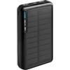 SBS Solar PowerBank, 10000mAh, Power Bank con Pannello Solare, Ricarica Rapida, Intelligent Charge (IC), LED di Carica, 1 USB-C, 2 USB-A, Caricabatterie Portatile da Viaggio, Design Compatto, Nero