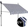 vidaXL Tenda da Sole Retrattile Manuale con LED 150 cm Blu e Bianco
