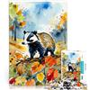 AITEXI Puzzle 1000 pezzi per adolescenti Tasso nei boschi autunnali Gioco di famiglia antistress sfida difficile Regalo di compleanno, regali 52x38cm