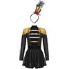 TiaoBug Costume Ringmaster Bambina Costume da Domatrice Circo Vestito Carnevale Danza Classica Leotards Maestro del Circo Costume Domatore Presentatore Il più Grande Artista Nero 7-8 anni