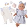LullaBaby - Bambola realistica da 36 cm - Occhi blu e corpo morbido e abbracciabile - Abito e pigiama floreale blu - Gioco di finzione - Giocattolo per bambini da 2 anni in su