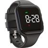 e-vibra Orologio sveglia vibrante impermeabile ricaricabile 15 sveglia promemoria orologio vasino allenamento con schermo di blocco, Quadrato nero, Minimalista