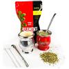 Yerbee Rosamonte Yerba Mate Tè Set Tradizionale Zip 250g | 2x Tazza Mate (Zucca): Acciaio inossidabile, legno-alluminio, Bombilla, Spazzola per la pulizia | Bevanda disintossicante ed energetica