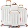 LEADZM Set di Valigie Rigide 4 Pezzi con Beauty Case, Set Valigie con Rinforzi Angolari, Luggage Suitcase Grande 23 kg in ABS (Beige-Marrone)