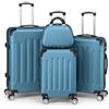 LEADZM Set di Valigie Rigide 4 Pezzi con Beauty Case, Set Valigie con Rinforzi Angolari, Luggage Suitcase Grande 23 kg in ABS (Blu marine)