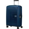American Tourister Aerostep - Spinner M, Valigia Espandibile, 67 cm, 66.5/72.5 L, Blu Marino