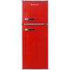 magictec Frigorifero in stile retrò con congelatore | 120 litri (88 l/32 l) | Low Frost | Combinazione frigorifero-congelatore | Design vintage | Illuminazione a LED | Rosso