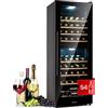 Klarstein Cantinetta Vino, Cantinetta Vino Refrigerata a Zona Doppia per Interno/Esterni, Frigo Bar, Cantina Vino con Vetrina, Mini Bar con Protezione UV, Frigo Vino Touch, 5-18°C, 54 Bottiglie