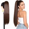 Ser Mulher Coda Capelli Extension Lisci con Laccio, 100% Effetto Naturale, 70 cm - Coda di Cavallo Liscia in Termofibra, Resistente al Calore, Applicazione Rapida in Pochi Minuti, KATE (Natural Brown)