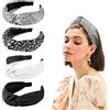 LOPHE Cerchietto Donna Elegante, 4 Pezzi Knot Hairbands Fasce per Donne e Ragazze, Annodato Fasce per Capelli Cerchietto Boho Retrò, Accessori per Capelli Antiscivolo(B)