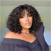 FASHION IDOL Bob Curly Parrucche di capelli umani con frangia Jerry Curl Bob Parrucche capelli umani vergini brasiliani senza pizzo parrucche frontali per le donne