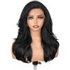 FAVE Parrucca Gradiata 45 cm 13 x 6 pizzo frontale HD senza colla taglio a farfalla Kanekalon Futura Raie Pre-Sfidata Nero Naturale Uso Quotidiano