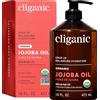 Cliganic Olio di Jojoba puro 100% biologico, 480ml - Naturale pressato a freddo e non raffinato, per capelli e viso utilizzabile anche come olio per massaggi - Con garanzia di 90 giorni
