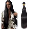Salharer Ciocche di capelli veri da cucire, ciocche di capelli umani lisci a doppia trama, ciocche singole, capelli Remy, colore #1B nero naturale, per donna, 30,5 cm