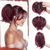 Sofeiyan Coda Cavallo Capelli Extension con grabber, Dritto Corto coda di cavallo un filo metallico incorporato, Parrucca sintetica ponytail a clip per donna,Bordeaux con Mèches
