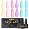 INPING Smalto Semipermante Pastello, 6 Colori Rosa Giallo Blu Verde Primavera Estate Set Di Smalti UV Gel Vernice per Unghie per Novice Nail Art DIY, 8 ML