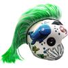 PAXLAMB Parrucca mohawk da casco, con cerotti per capelli, per bicicletta, moto, ciclismo, scooter, polo, sci, snowboard, cosplay, costume (bianco verde)