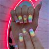 TMUT 24 unghie finte corte quadrate colorate arcobaleno a pressione con design a forma di cuore, colla rimovibile su tutta la superficie, accessori per nail art per donne, confezione assortita