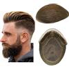 N.L.W. NLW Protesi Capelli Uomo Veri, 100% Capelli Uomo per Parrucca, Pizzo Completo Con un Parrucchino Intorno PU Uomini 110% Densità base 20 * 25cm Lunghezza 6 Pollici (##4Marrone chiaro)