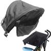 Xoeryoy Parasole Per Passeggino, Parasole Oxford Per Carrozzina Con Protezione UV Impermeabile Con Finestra Traspirante E Tasca Portaoggetti, Adatto Per Passeggino - Nero