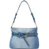 Pinko Mini Belt Bag in Denim con Borchie, Lavaggio Medio, 27x17x3 cm, Tracolla Regolabile e Amovibile