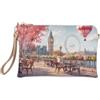 YNOT Clutch Yes Bag YES303S6 London Cafe, Donna, PVC, 28x18,5 cm, con Tracolla Amovibile e Manico da Polso