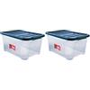 Sundis Wave Box, scatola portaoggetti 24l, con coperchio a clip, plastica trasparente, impilabile, ideale per riporre oggetti in camera da letto, spogliatoio, ufficio o ripostiglio (Confezione da 2)