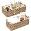 HOSROOME Cesto portaoggetti in macramè, stile bohémien, per organizzare il bagno, decorativo, per piano di lavoro, carta igienica, ripiano con manico, per bagno, cameretta (set da 2)