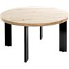 HAKU Tavolo da caffè rovere chiaro, nero, MDF, Metallo - Dim: A 42 x Ø 75 cm, Stile: Moderno