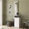 Dmora Mobile da Ingresso Caledonia 61x28x186h cm Grigio Cemento Specchio Incluso Paia, Un Cassetto