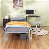 FurnitureR Telaio letto singolo in metallo, con testiera e pediera, base in ferro resistente per bambini o adolescenti, casa, dormitorio cameretta dei bambini, blu