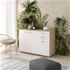 Dmora Credenza Kattegat 103x34x74h cm Marrone Olmo 2 Cassetti un Ripiano, Madia Apertura Battente