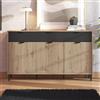 Dmora Credenza Fumito 157x40x93h cm Marrone Rovere Nodi 3 Cassetti 3 Ripiani, Madia Apertura Battente e Scorrevole