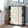 Dmora Guardaroba 2 Ante Winthrop 40x119h cm Grigio Antracite 4 Ripiani 2 Ante, Armadio Camera da Letto Apertura Scorrevole