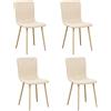 HOMYLIN Set di 4 sedie da pranzo imbottite in lino, piccole sedie laterali senza braccioli, per cucina, sala da pranzo, base quadrata in metallo noce, beige